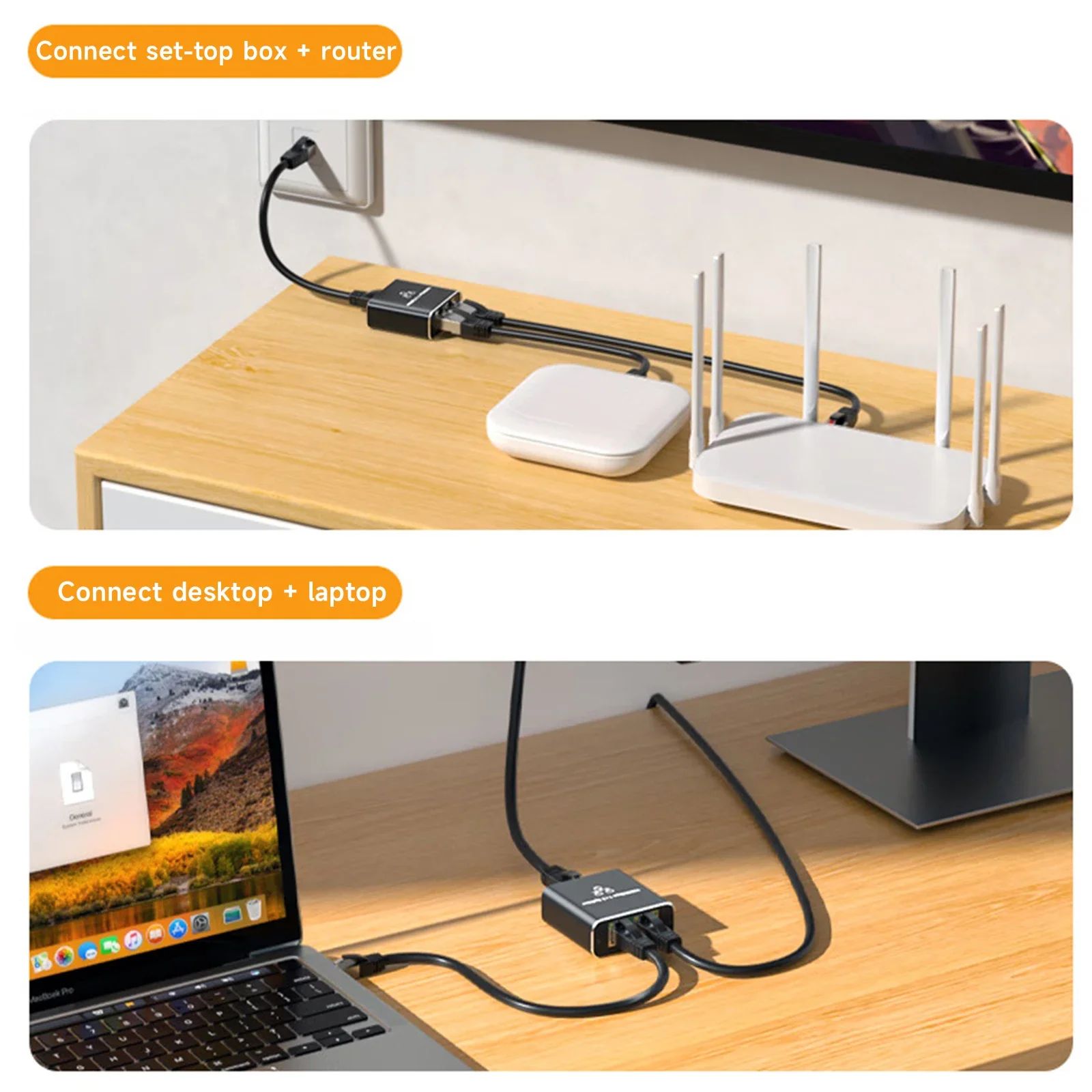 Gigabit 1000Mbps RJ45 Splitter 1 to 2 4 Ethernet Adapter Lan Connector ...