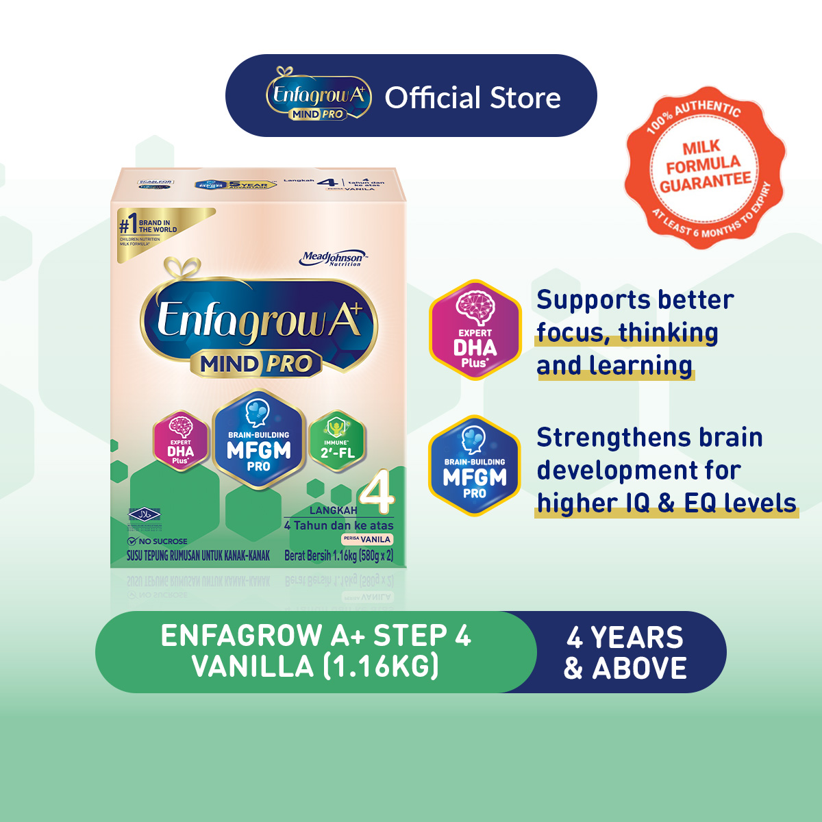 Enfagrow A+ Step 4 (4Y+) Vanilla Milk Formula Powder (1.16kg) [Exp 08 ...