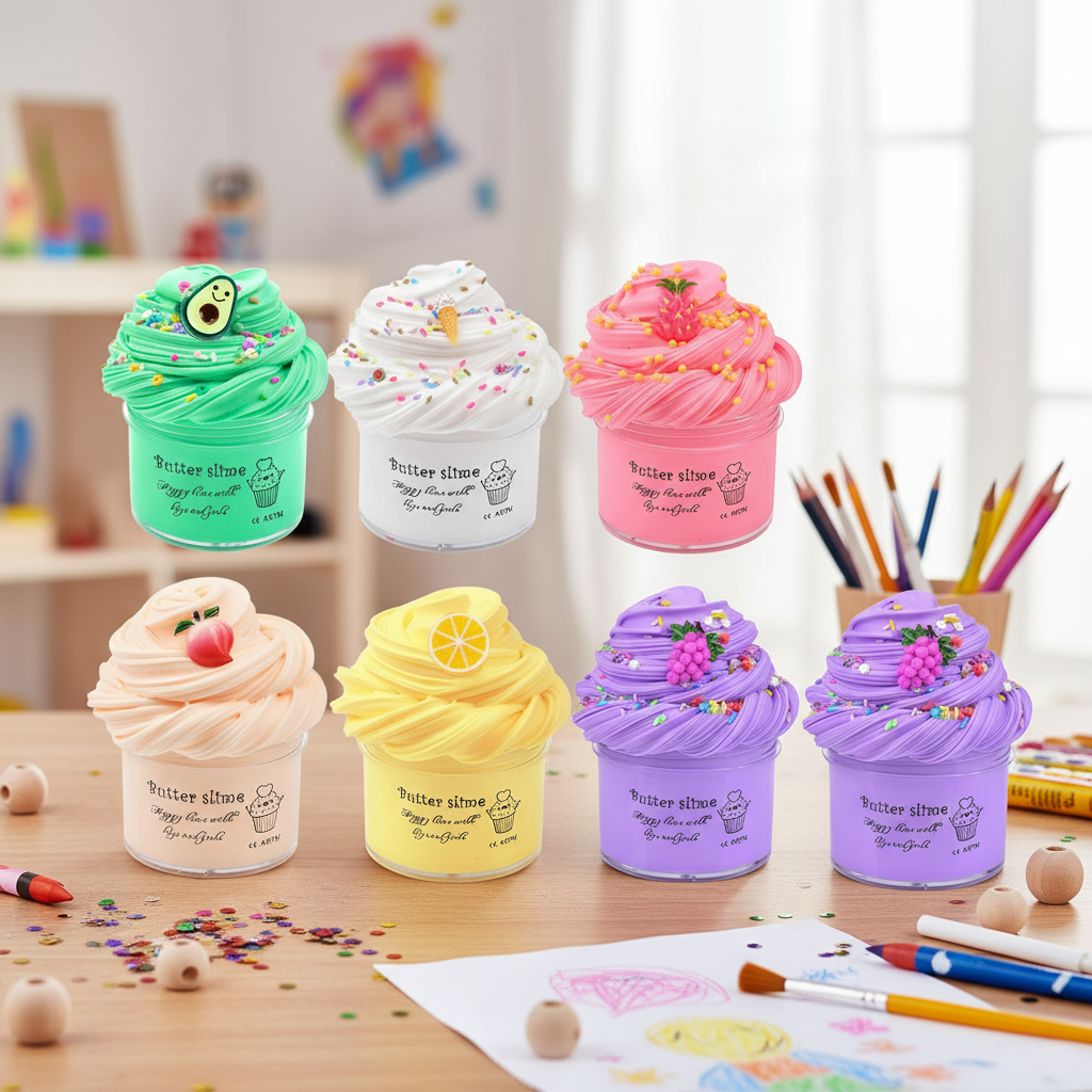 6 units of 60ml Butter Slime, Avocado, Dragon Fruit, Lemon, Peach ...