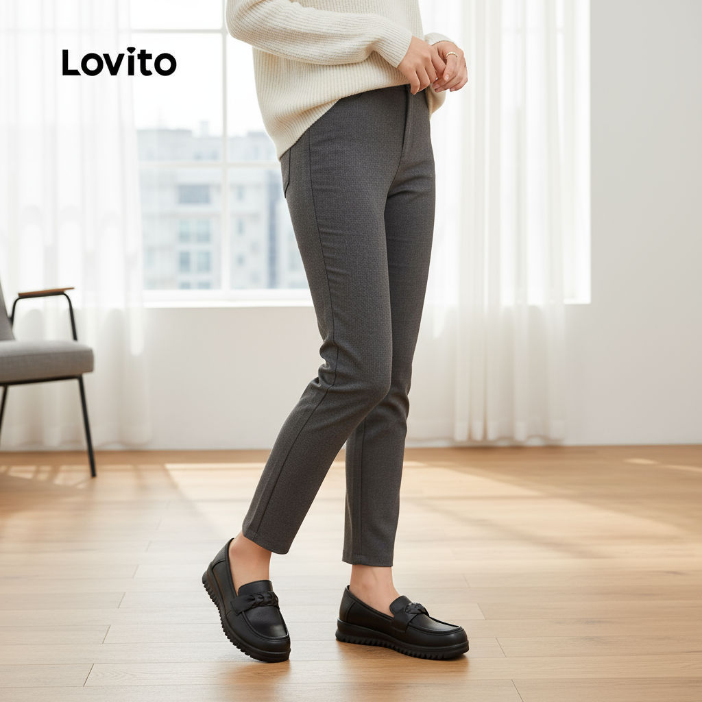 Lovito Kasut Bot Preppy Wanita, Loafers, Tapak Lembut, Reka Bentuk ...