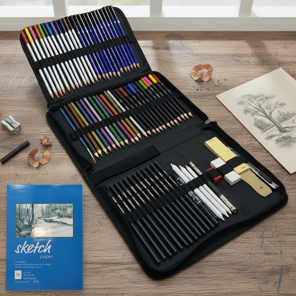 72-piece Professional Art Drawing Pencil Set with Colored Pencils ...