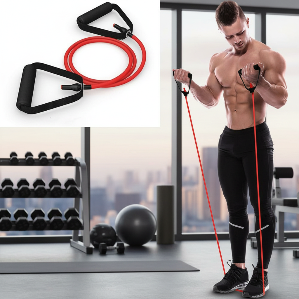 Elastic resistance bands with handles for home fitness, yoga, pull rope ...