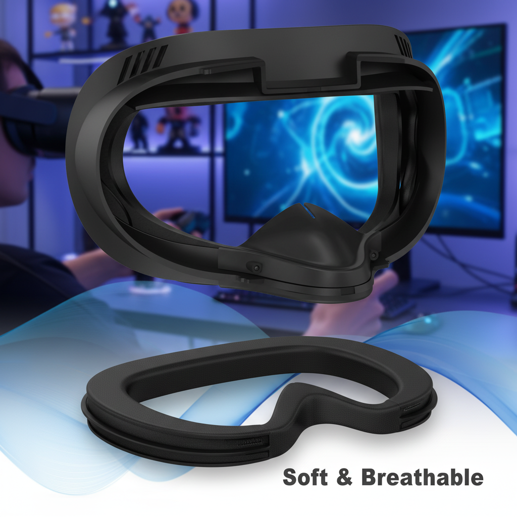 1pc VR Face Pad & Facial Cover for Oculus Quest 2, Sweat Resistant PU ...