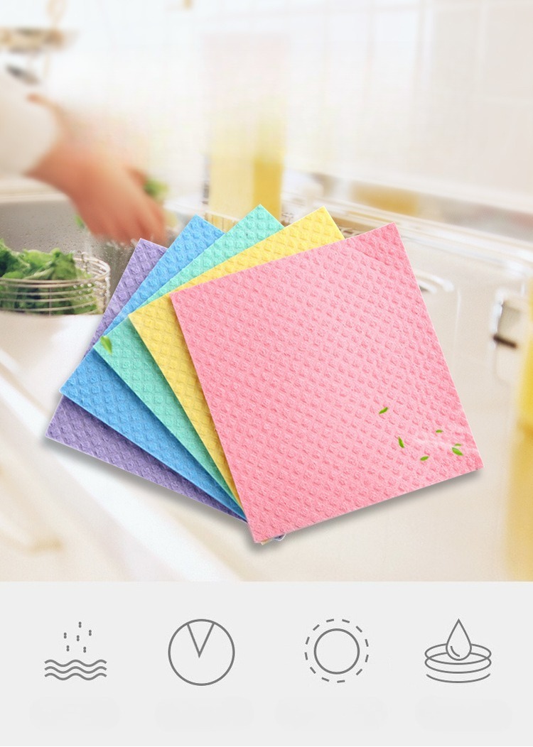 German Wood Pulp Cotton Dishcloth Double-sided Kitchen Cleaning Sponge ...