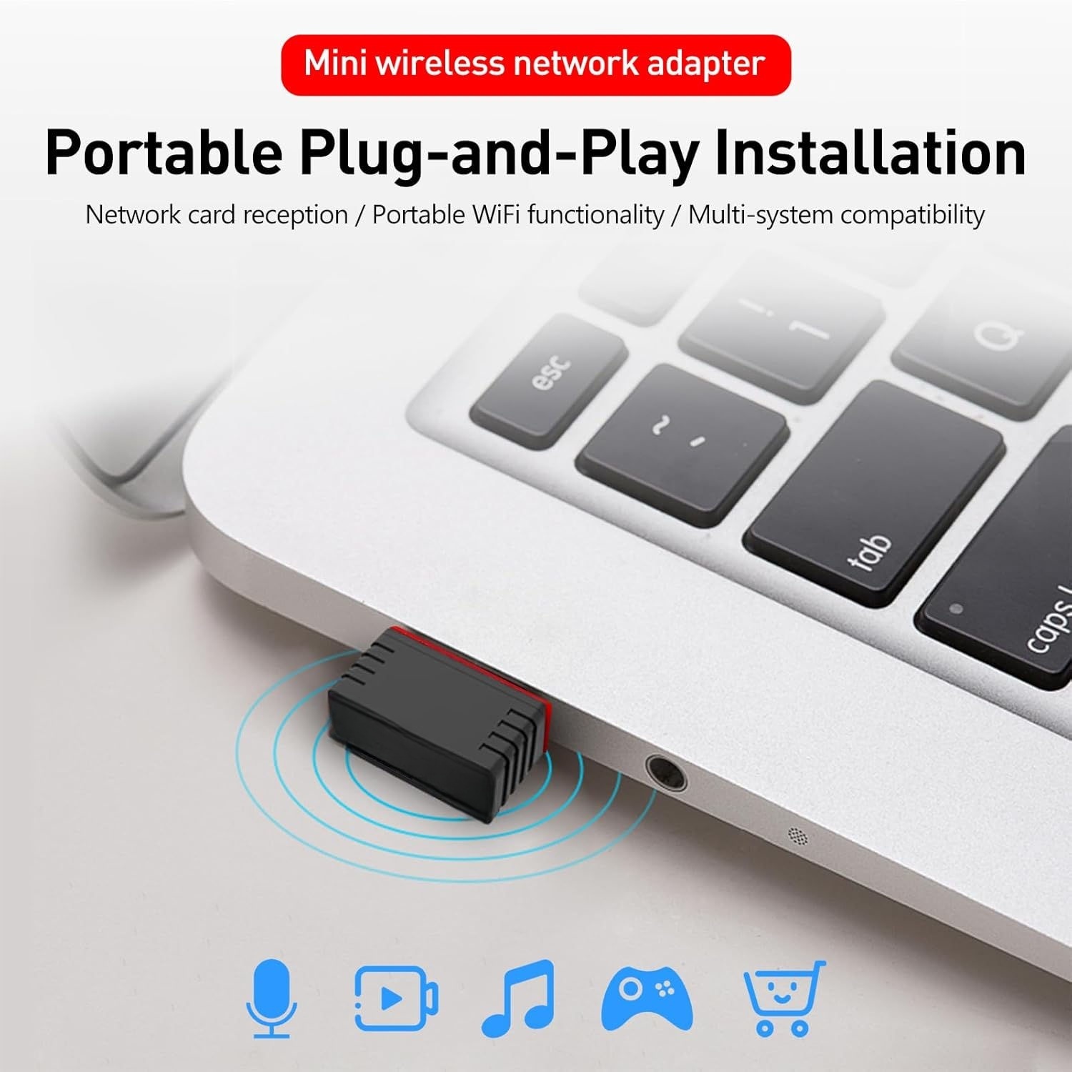 Mini USB WiFi Adapter 150Mbps Portable 2.4GHz Transmitter Receiver ...