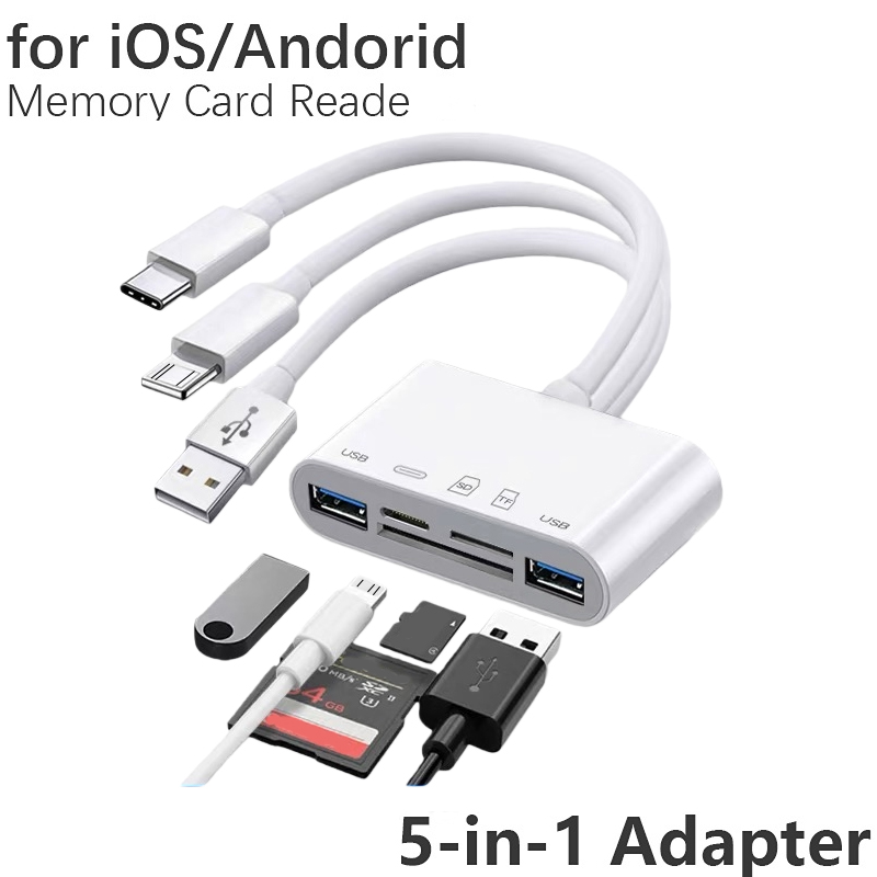 5-in-1 SD TF VGA Type-C USB 3.0 OTG for iPhone iPad MacBook Pembaca Kad ...
