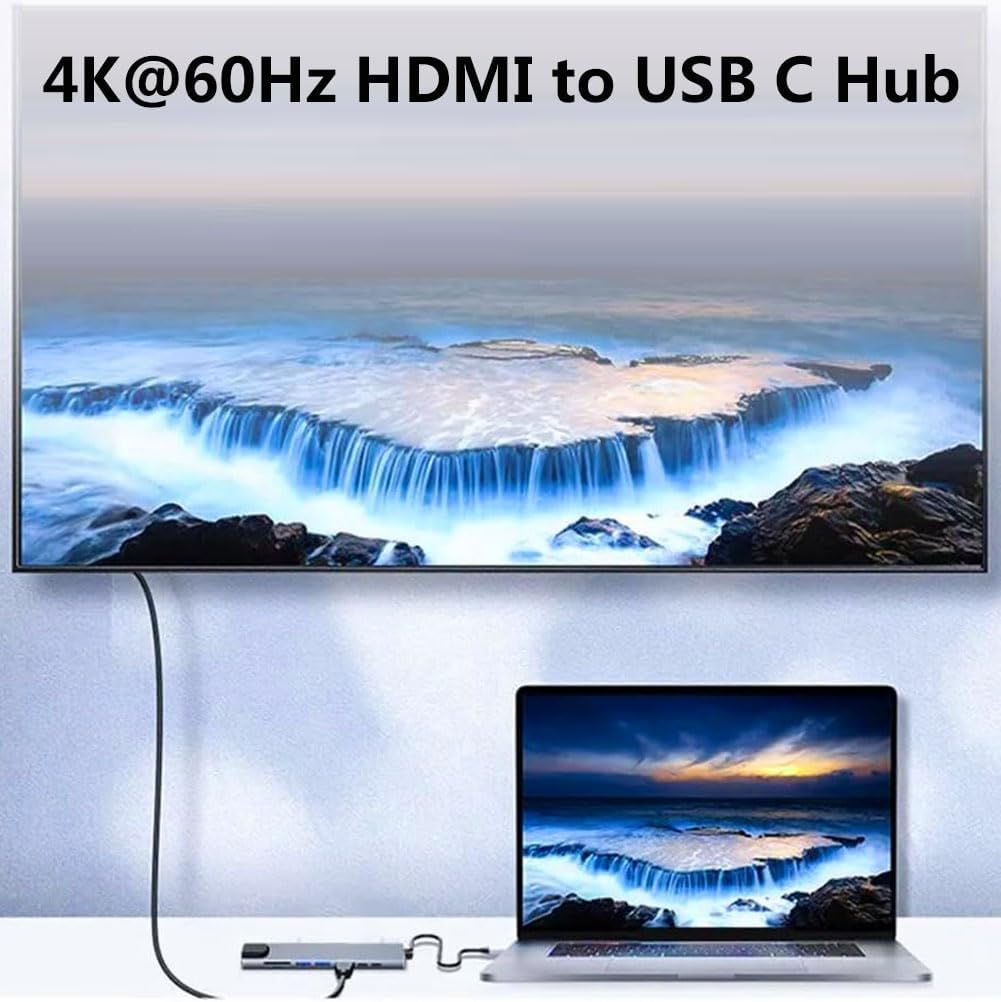 Multi-terminal Adapter 8 in 1 Multi USB C Hub 4K HDMI 3.0 SD Card ...