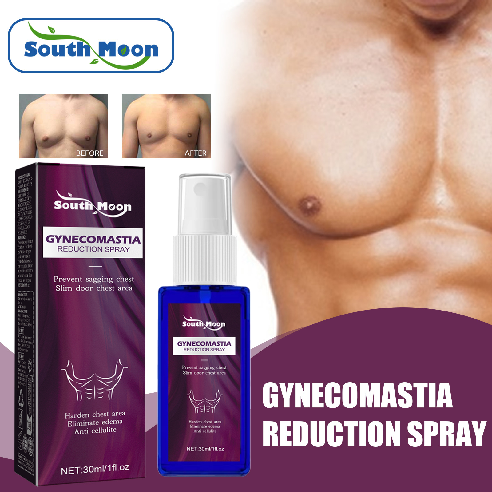 Chest Gynecomastia Reduction Spray, Chest Cellulite Burner Spray for ...