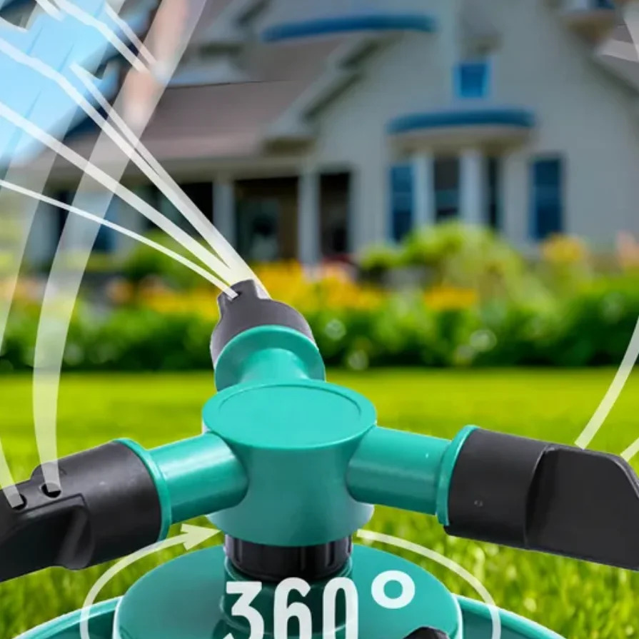 Lawn small disc sprinkler with three-pronged, rotatable plastic, 360 ...