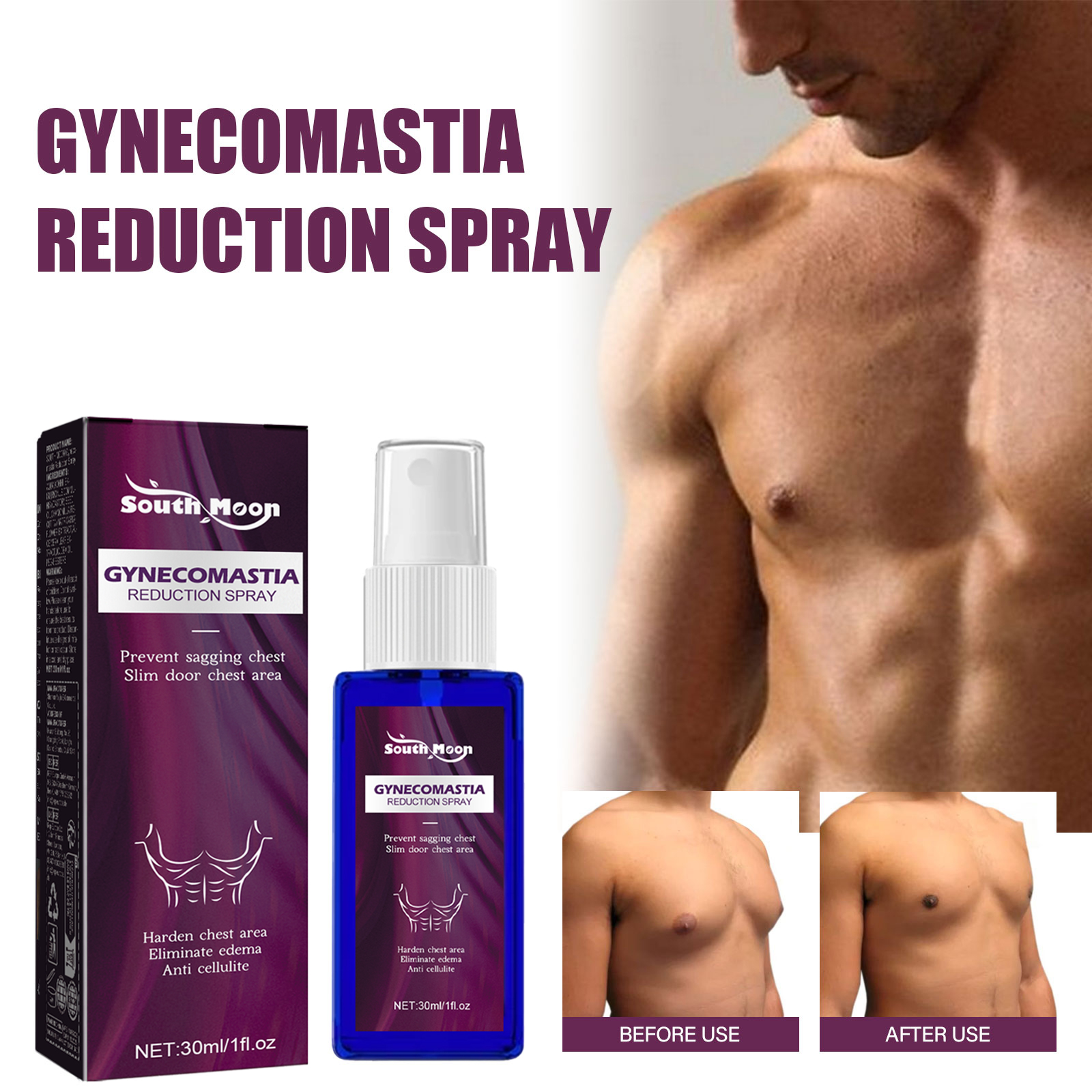 Chest Gynecomastia Reduction Spray, Chest Cellulite Burner Spray for ...