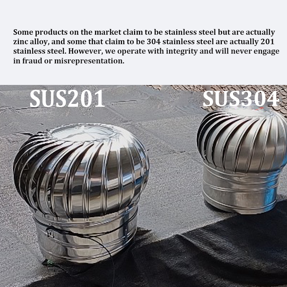 Roof Wind Turbines Cap Vent, Stainless Steel 304 Roof Ventilator, 4