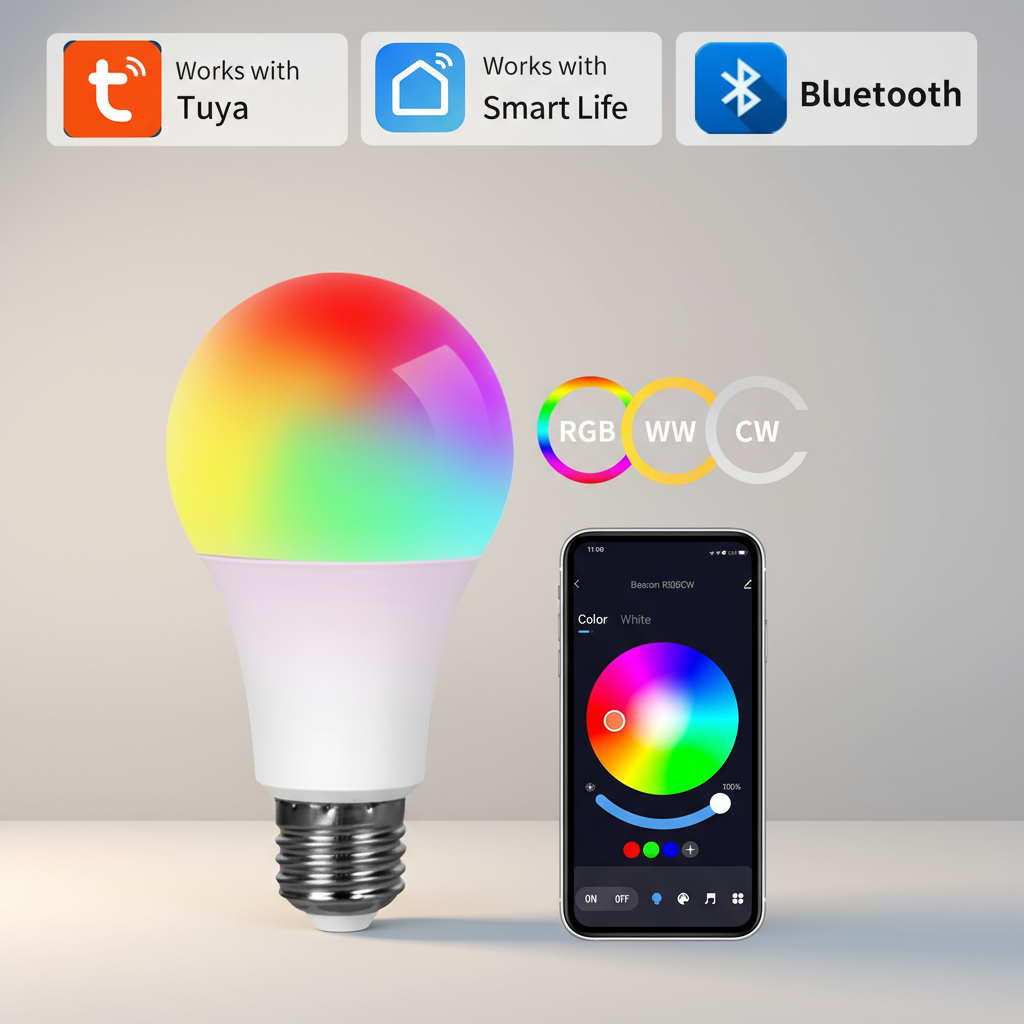 E27 Smart RGB LED Bulb 15W 220V Bluetooth Connected for Tuya and Smart ...