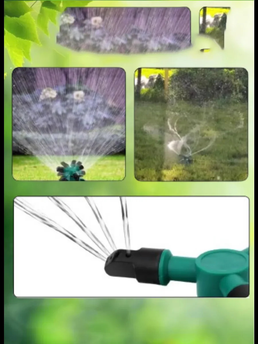 Lawn small disc sprinkler with three-pronged, rotatable plastic, 360 ...