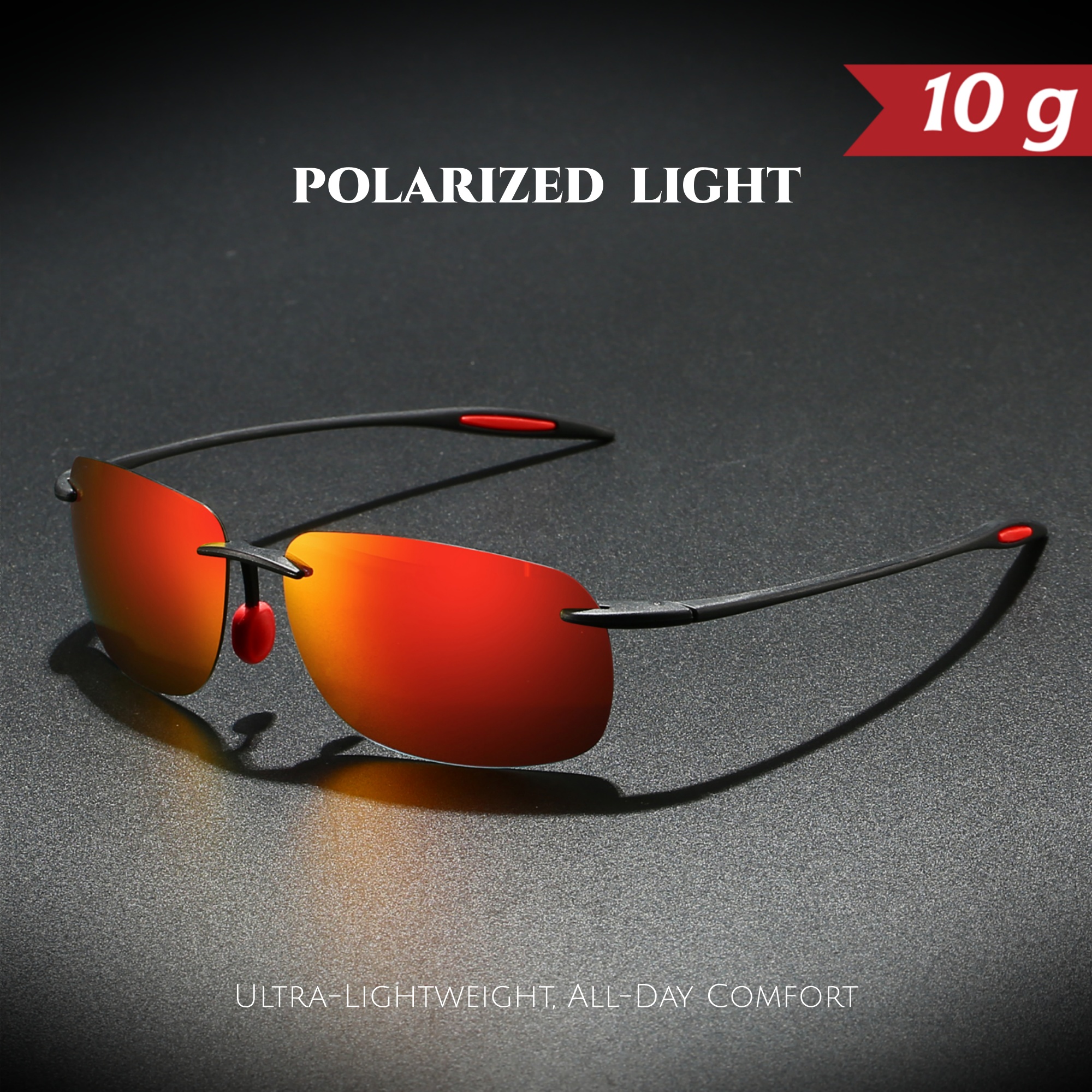 Ultra Light 10g TR90 Frameless Polarized Sunglasses Flexible Comfort ...