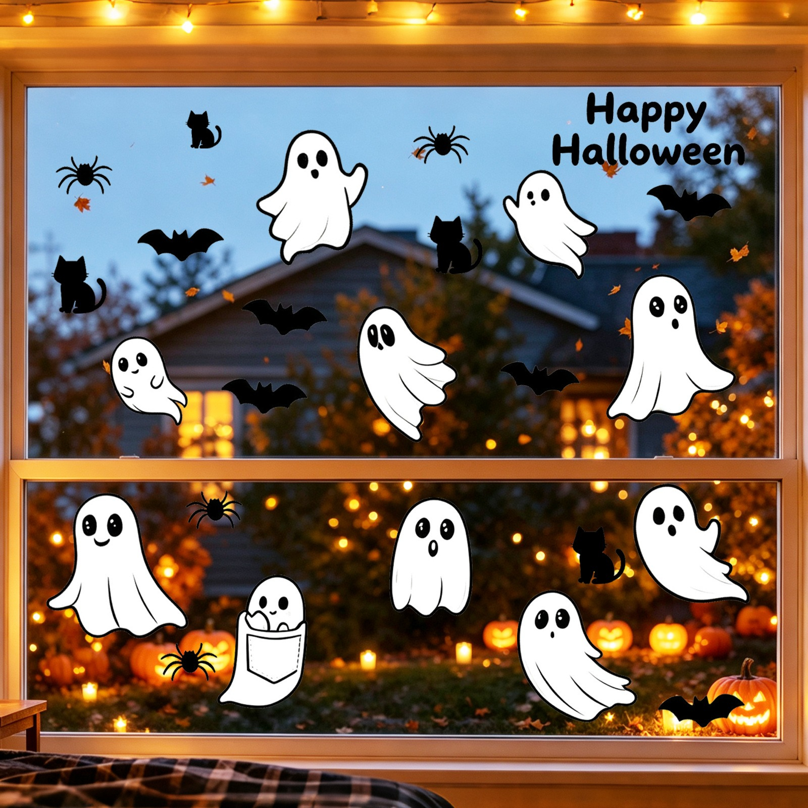 One (30*60Cm) Halloween Cartoon Ghost Bat Electrostatic Window Sticker ...