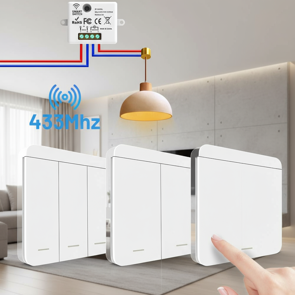 RF433 Relay Receiver, 433Mhz, 1/2/3 Gang, LED Penerima RF433, Suis ...