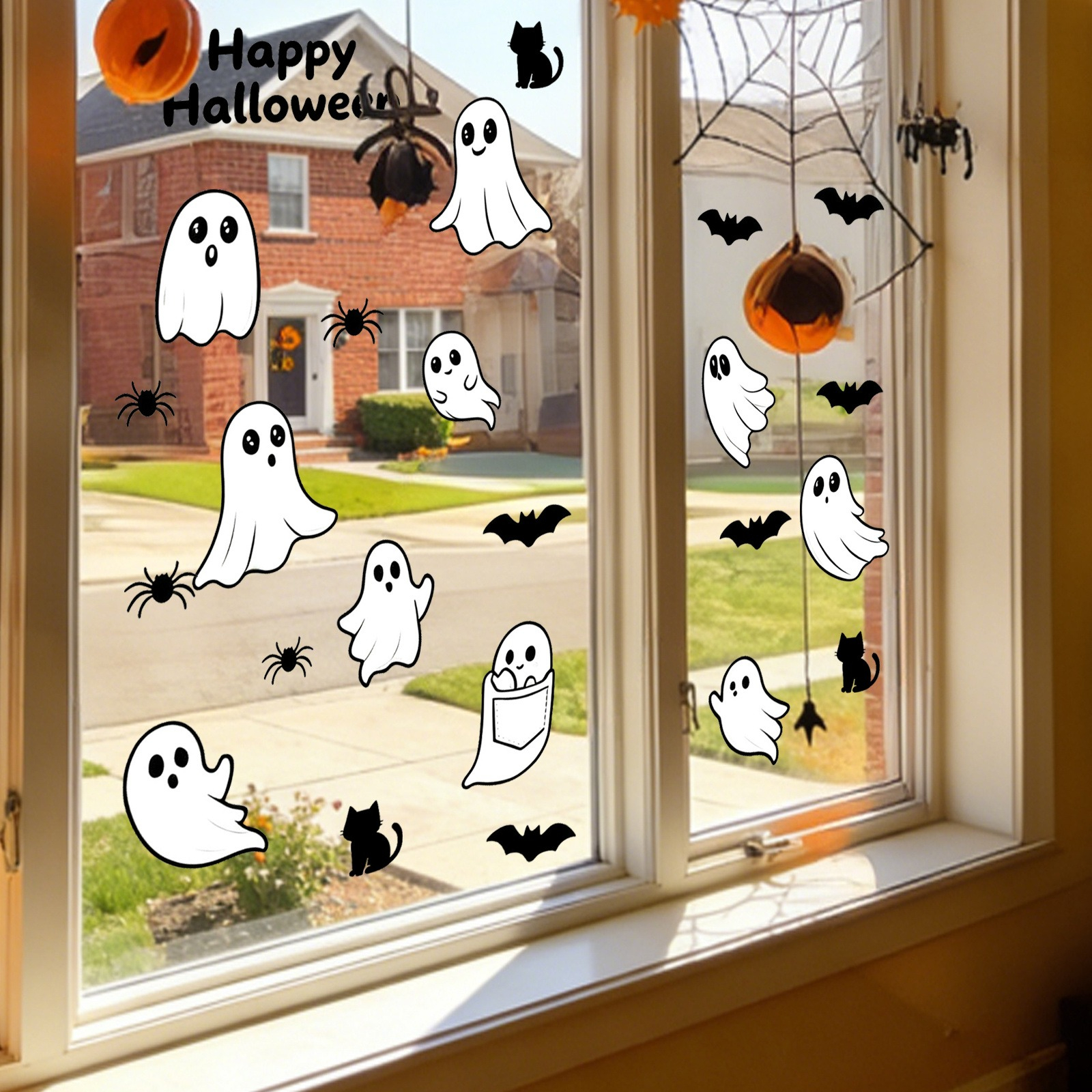 One (30*60Cm) Halloween Cartoon Ghost Bat Electrostatic Window Sticker ...
