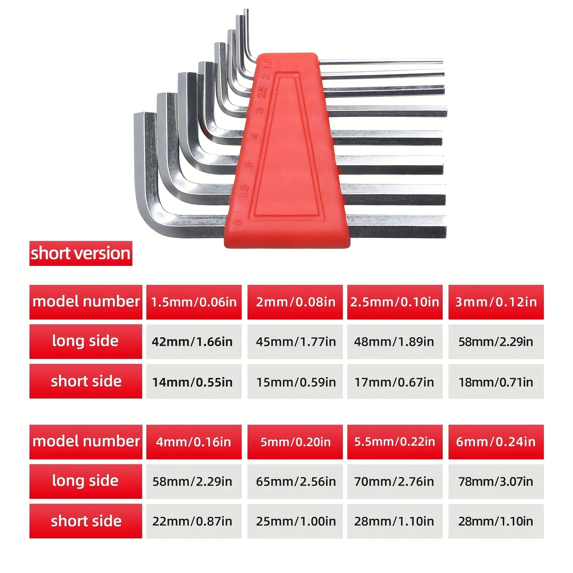 Eight-Piece Allen Key Set, Metric and Inch Sizes, L-Shaped Short Arm ...