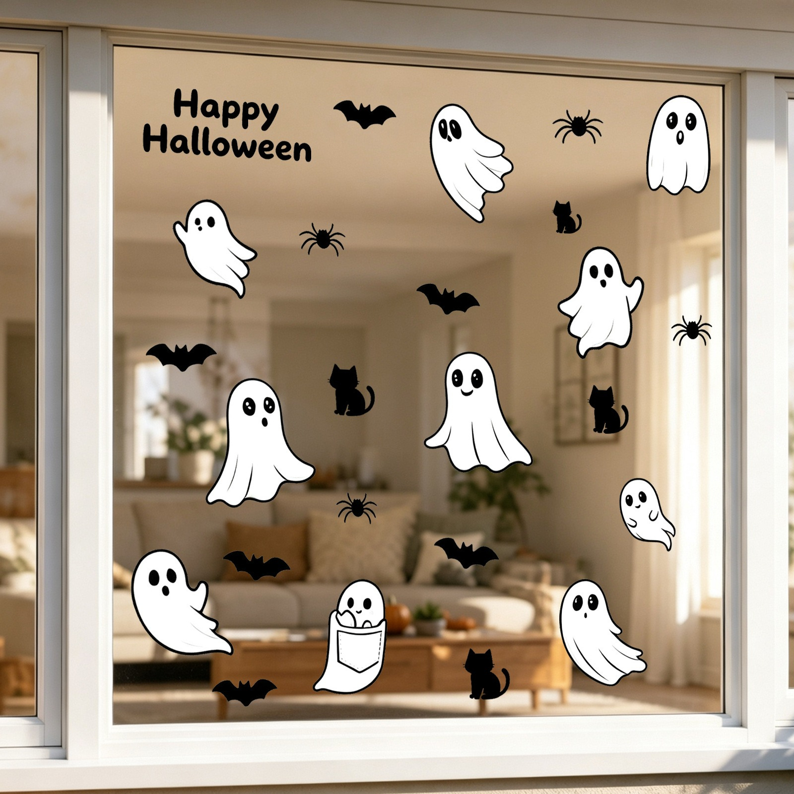 One (30*60Cm) Halloween Cartoon Ghost Bat Electrostatic Window Sticker ...