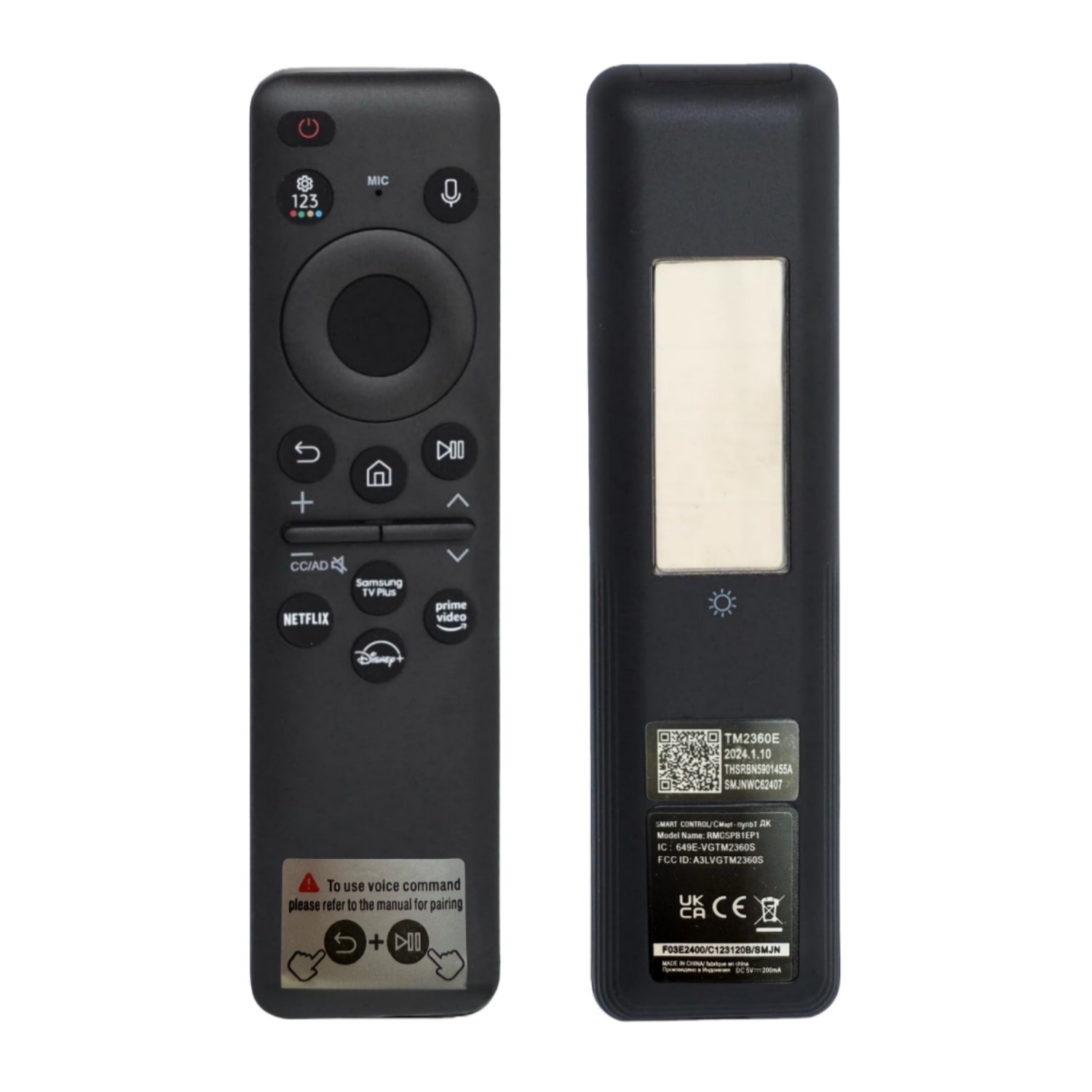 Rechargeable Voice Remote for Samsung Frame Solar Crystal QLED OLED Neo ...