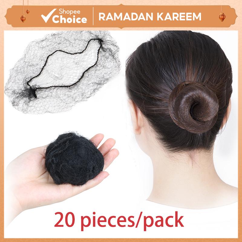 20 Pieces Black Nylon Hair Nets - 22-Inch Adjustable Invisible Elastic ...