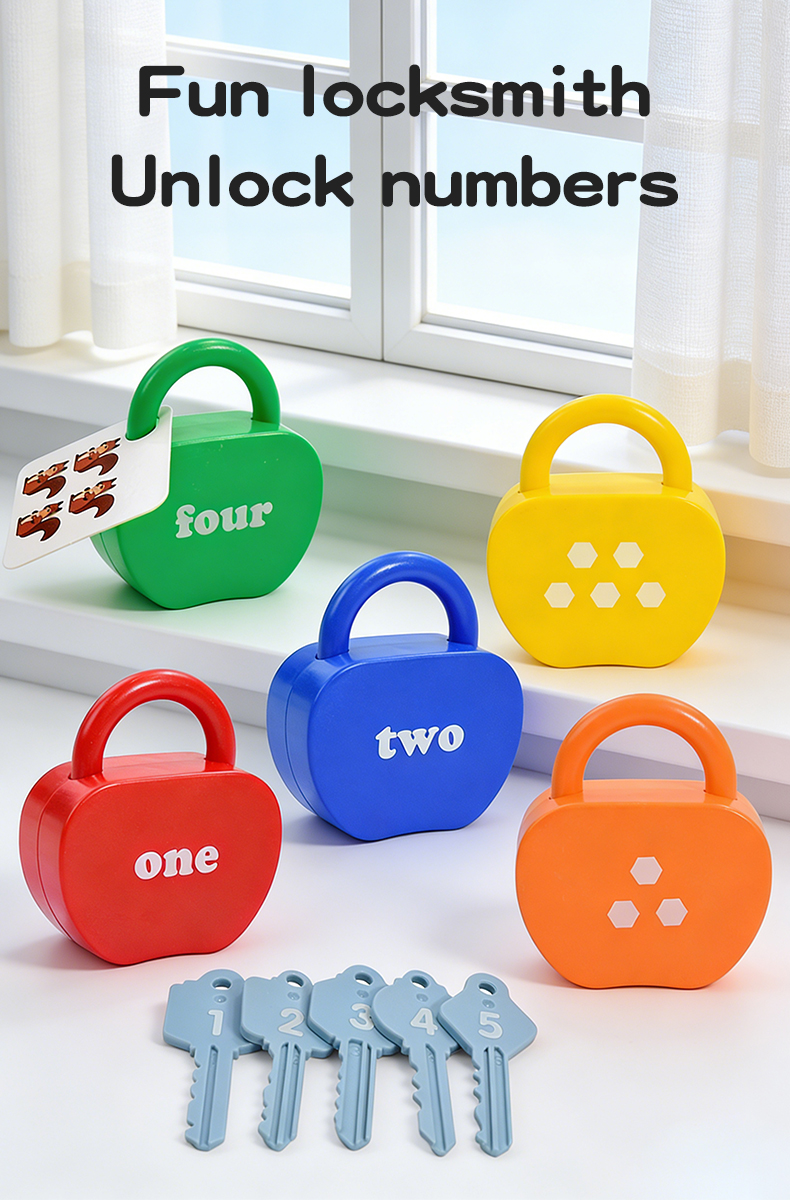 OOTDTY Kids Apple Lock Number Match - Montessori Educational Counting ...