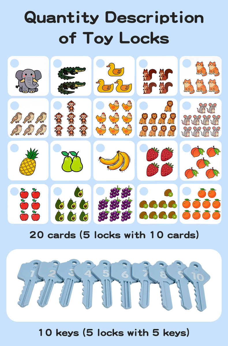 OOTDTY Kids Apple Lock Number Match - Montessori Educational Counting ...