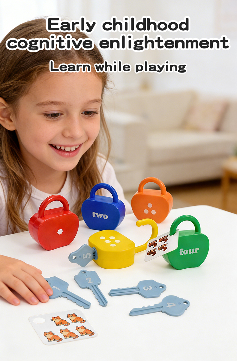OOTDTY Kids Apple Lock Number Match - Montessori Educational Counting ...