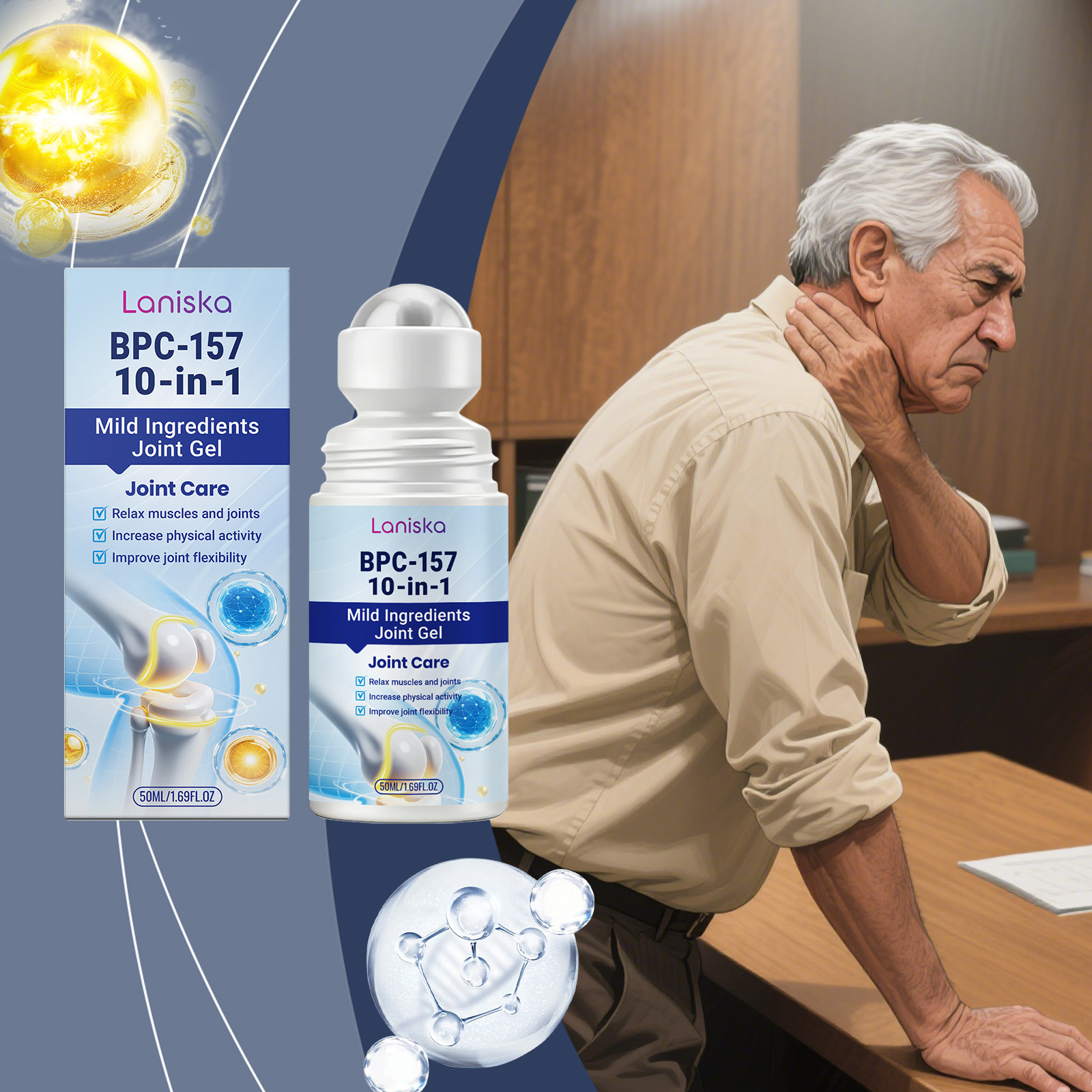 BPC-157 Joint Care Roll-On 60ml, Joint Pain Relief Bone Healing Essence,  Fast-Acting Pain Relief & Mobility Support BPC-157 Roll-On Penjagaan Sendi  60ml, Esen Penyembuhan Tulang untuk Sendi, Melegakan Sakit Pantas & Sokongan