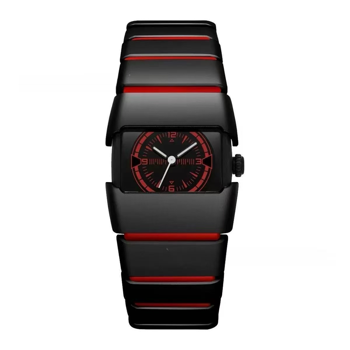 Mechanical Street Fashion Watch for Men - Black Red Cyberpunk Geometric ...