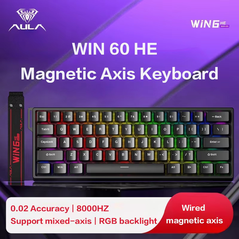 AULA Win 60HE Black Wired Mechanical Keyboard, Magnetic Switches ...