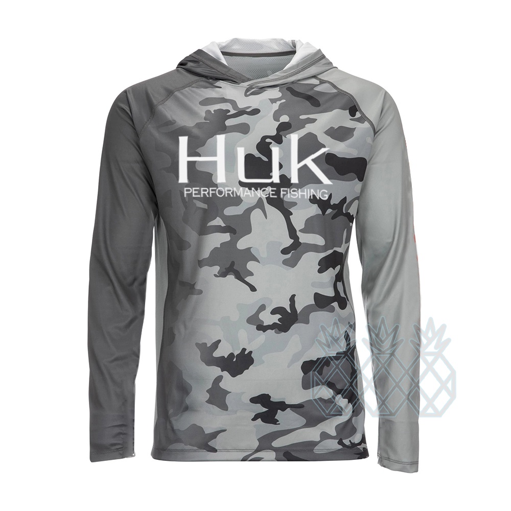 HUK Fishing Shirt Summer UPF50+ Performance T Shirt Hood Long