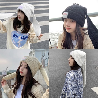 Kawaii Bunny Rabbit Ears Wool Hat Cute Korean Women Autumn Novelty Wool Hat  Winter Thicken Warm Caps Japanese Skullies Hat - AliExpress