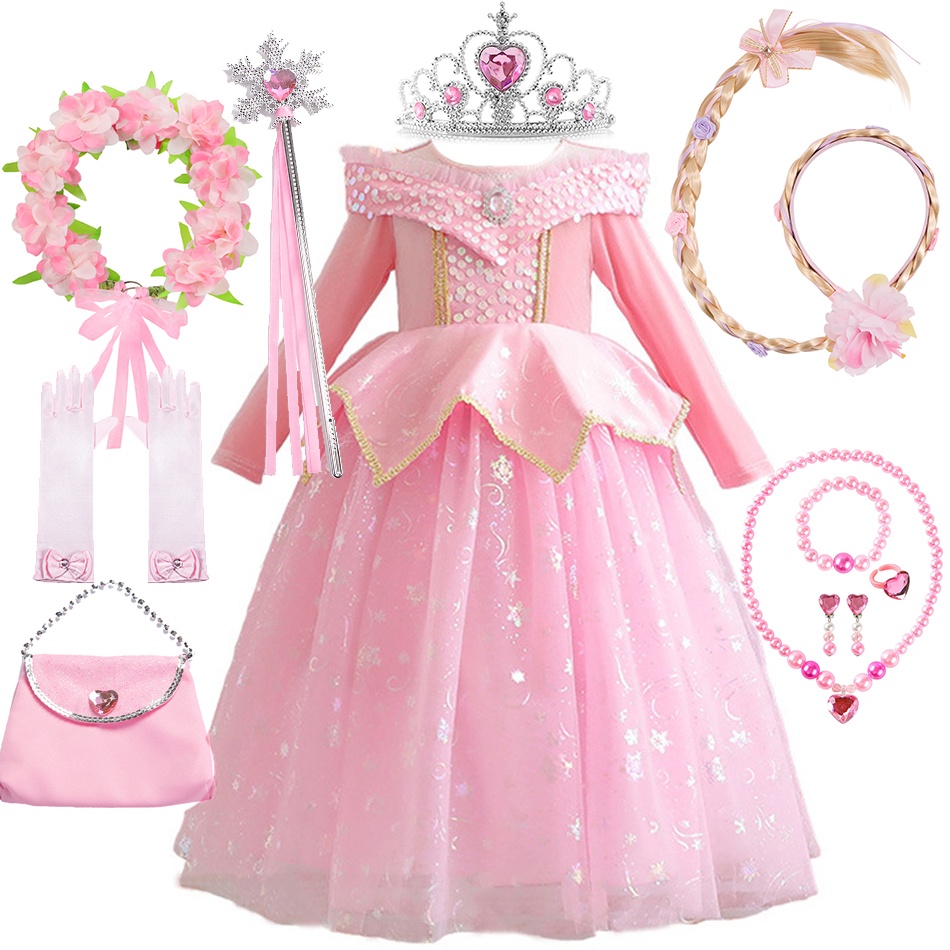 Sleeping Princess Costume Pink Dress for Girls