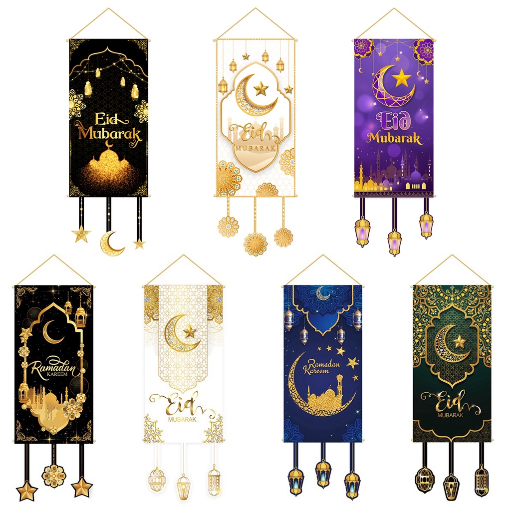 115x40CM EID Mubarak Decor Hanging Flag Ramadan Decoration For Home ...