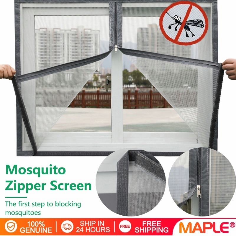 180x120cm Multi size window mesh with zipper, adhesive black mosquito