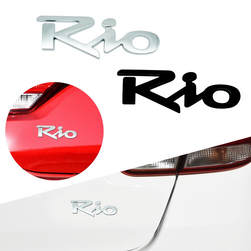 Car Decor ABS Chrome Silver /Black Rio Logo Car Letter Rear Bumper ...