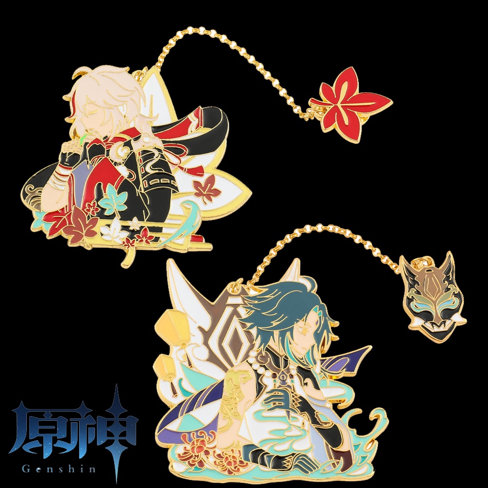 Kaedehara Kazuha Genshin Impact Xiao Cosplay Accesories Cartoon Enamel Pin Anime Figure Game 7023