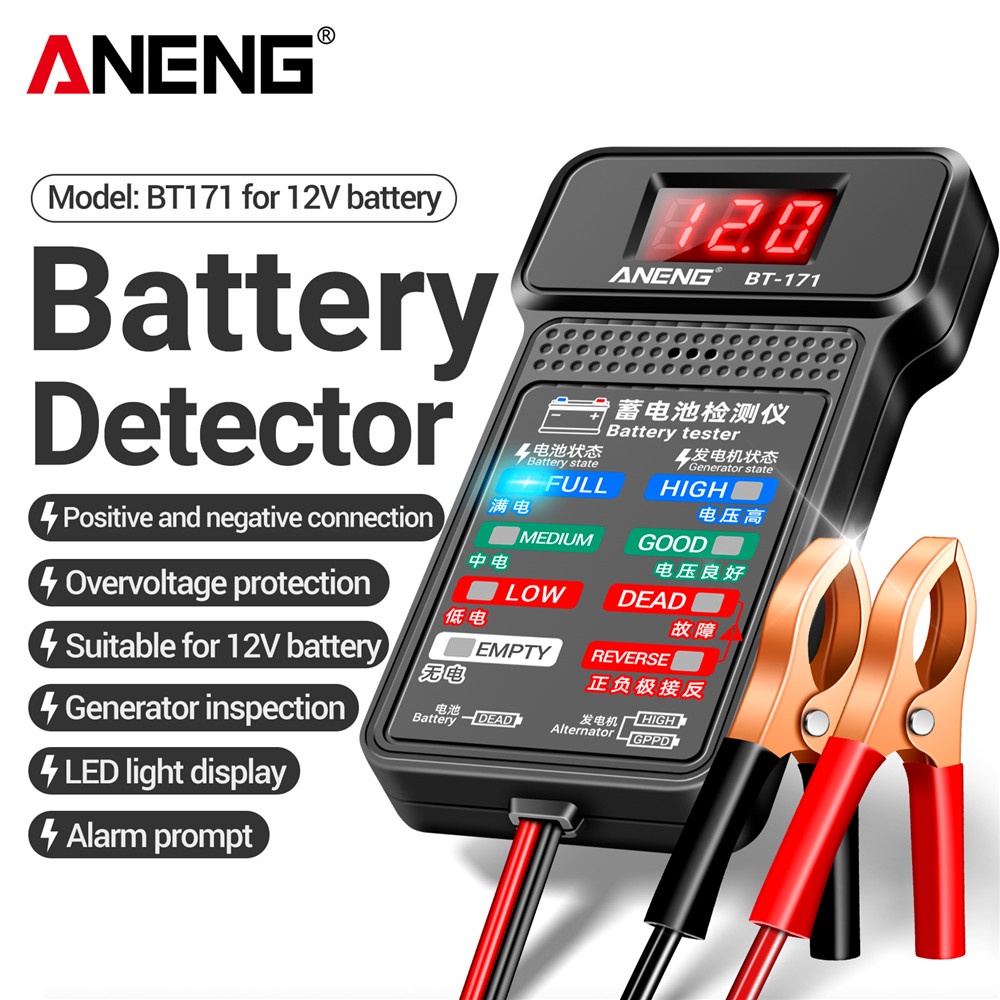 ANENG BT-171 12V Multifunctional Battery Testers Auto Repair Industry  Detection with LED Reverse Display Screen Electrician Tool