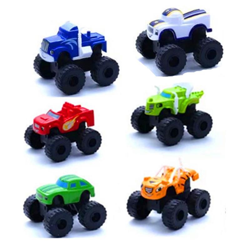 6pcsset Monsters Truck Toys Cartoon Machines Car Russian Classic Blaze Model Vehicles Truck 6743