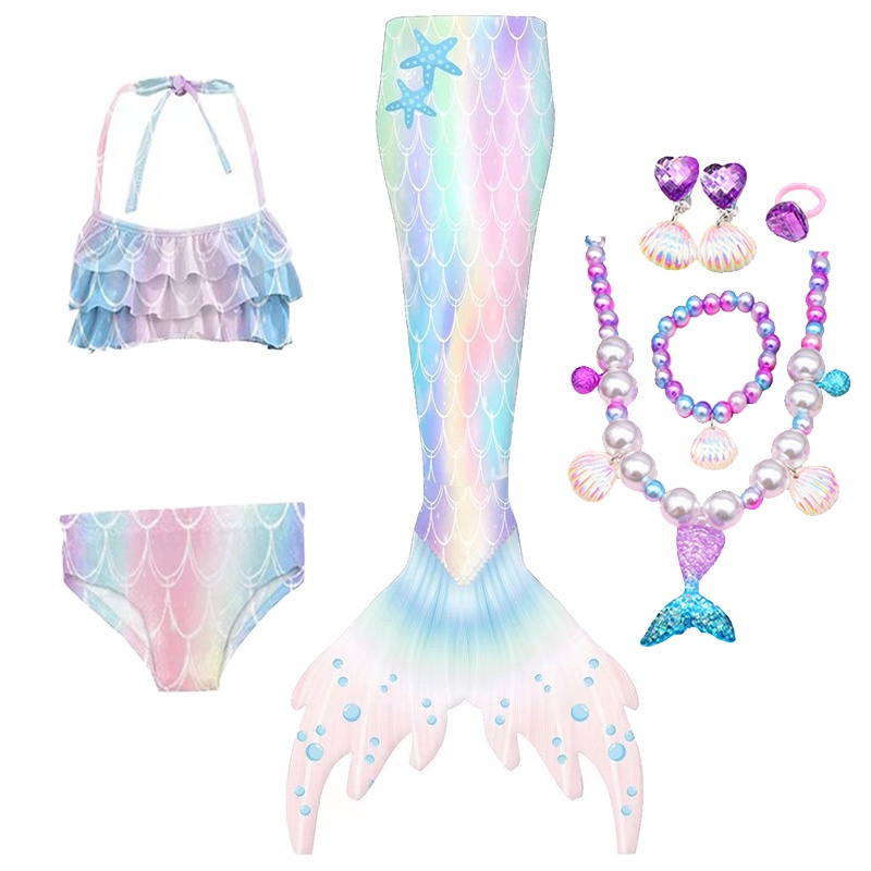 Kids Mermaid Tail Bikini Swimsuit Mermaid Costume with Garland ...