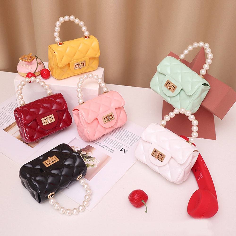 2023 Ladies Handbags Fashion Girl Mini Pearl Portable Jelly