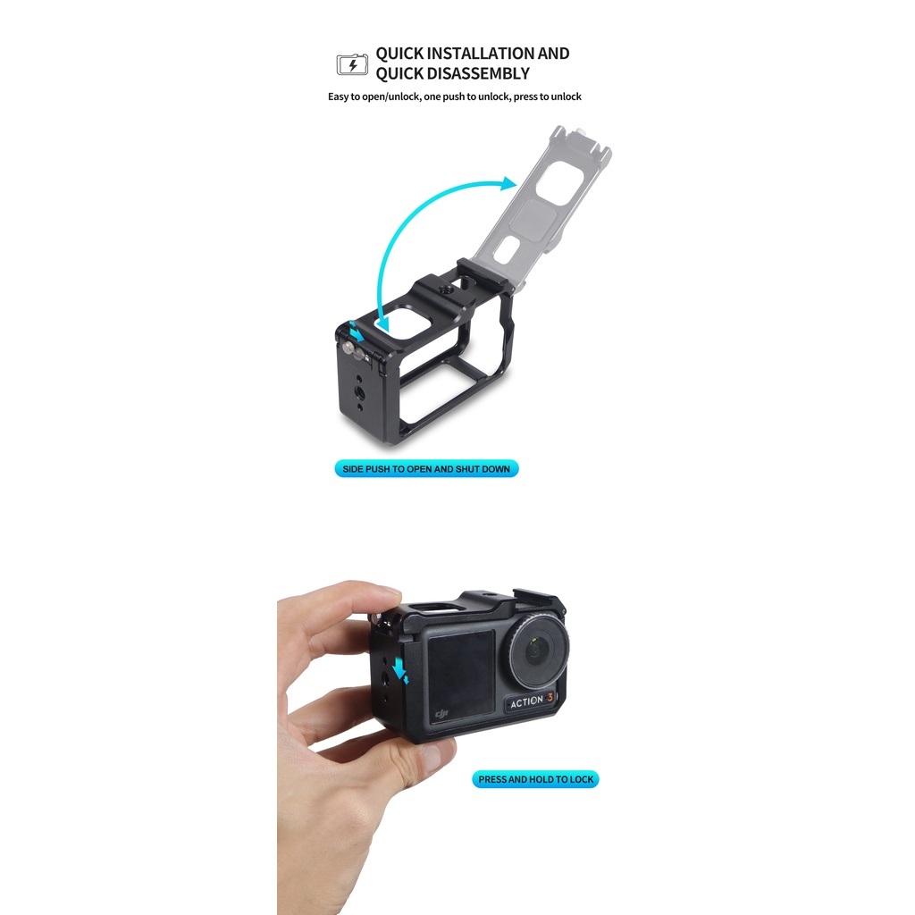 XT-XINTE Aluminum Alloy Camera Cage Rig Compatible for DJI Action 5pro ...