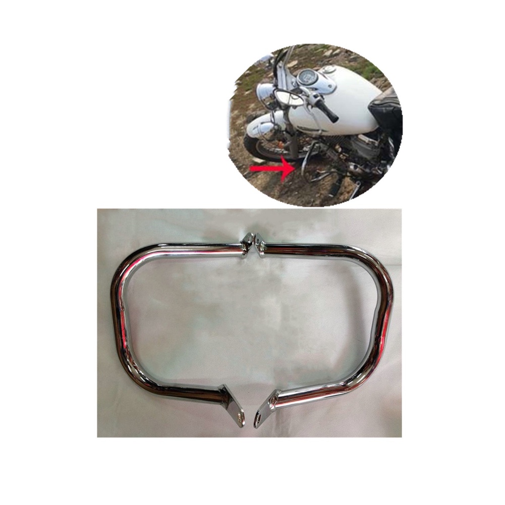 thumbnail image 2 of Engine Guard Crash Bar With Highway Pegs For Yamaha V-Star 400 & 650 (1997-2012) – Chrome & Black 2 of 6