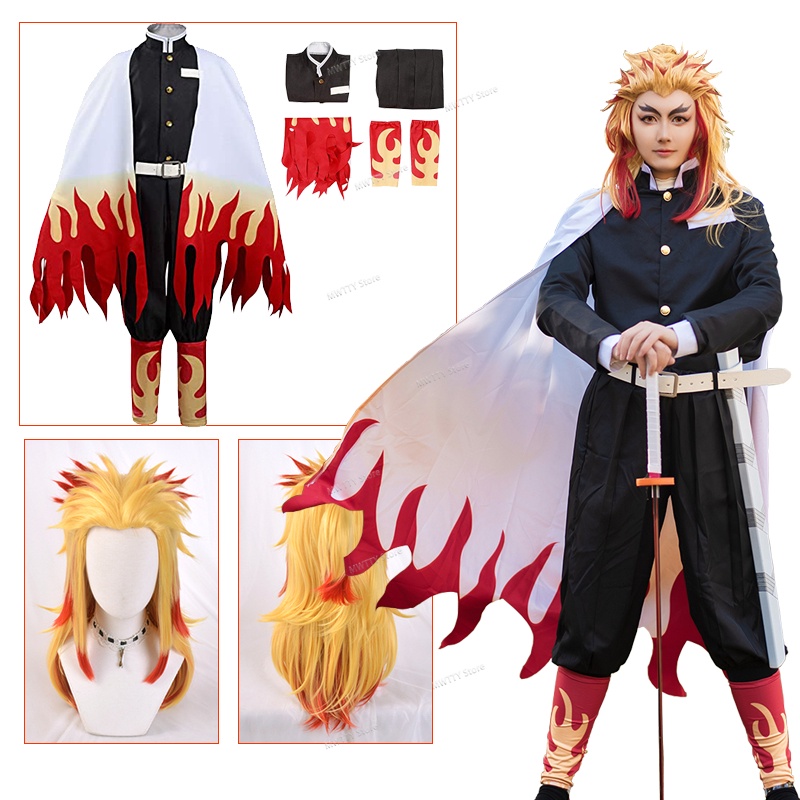 Anime Demon Slayer Kimetsu no Yaiba Rengoku Kyoujurou Cosplay Costume ...