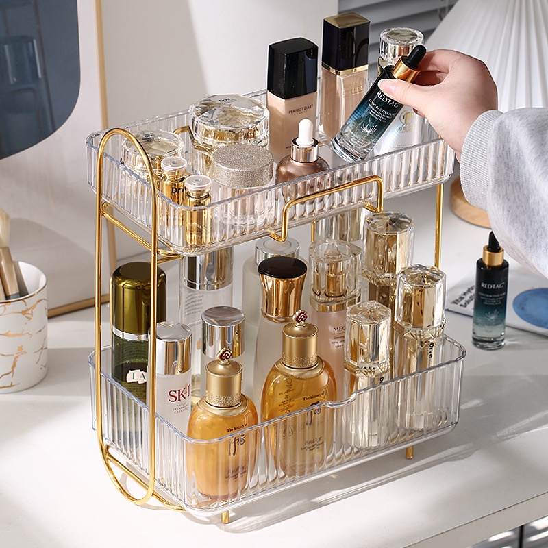 Pexmon plastic Double Layer Bathroom cosmetics rack dressing table rack ...
