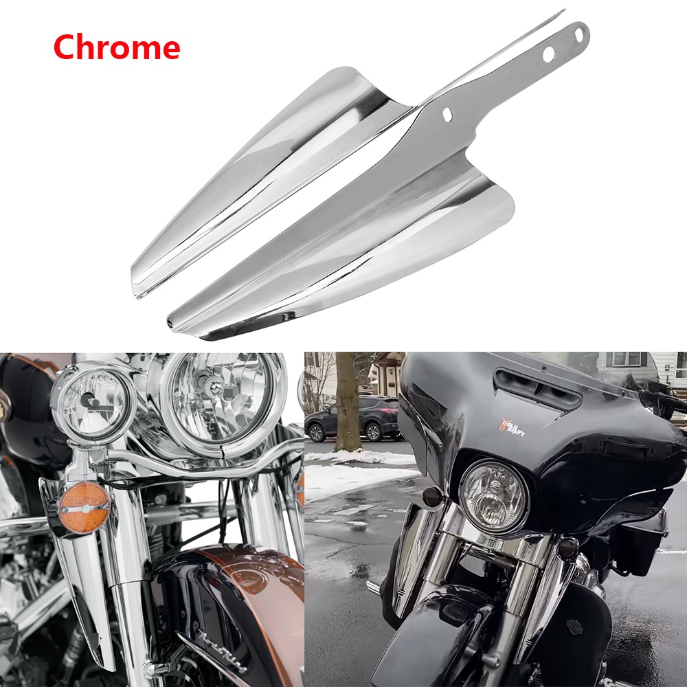 Motorcycle Chrome Front Fork Mount Wind Deflectors Windscreen Fairing