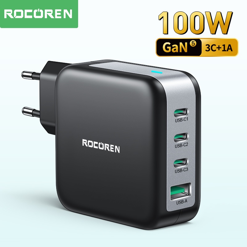 Rocoren Gan Charger Pd Qc Fast Charge Usb Type C Quick Charging