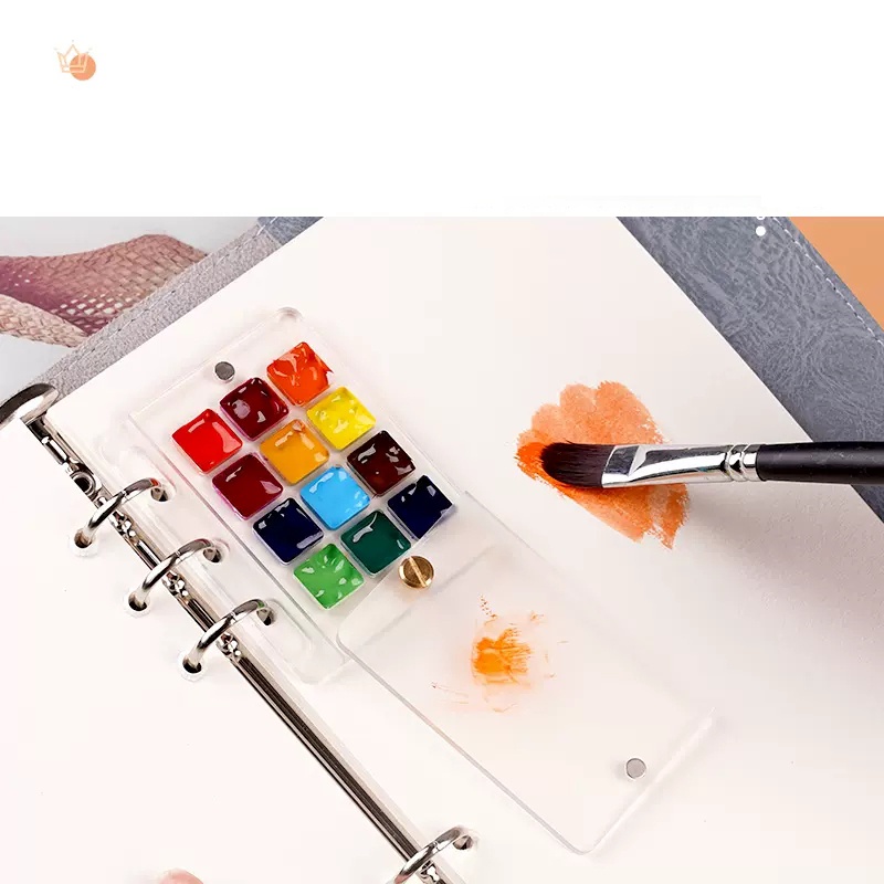Watercolor paint palette portable art transparent acrylic mini painting ...