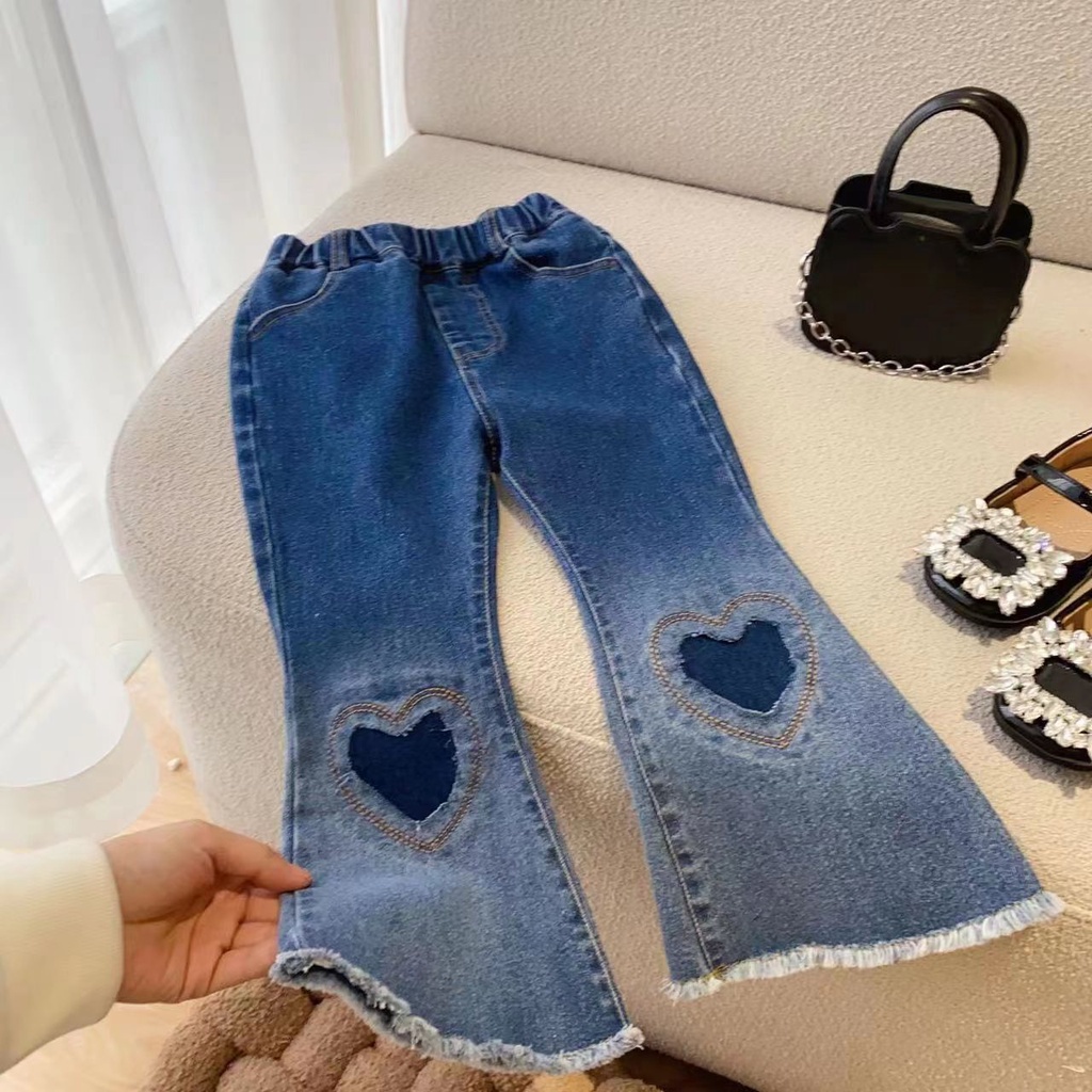 2024 Baby Girl Jeans Kids Flared Jeans Bellbottom Jeans Gradient Jeans Shopee Malaysia